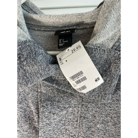 H&M Unisex Button Down Cotton Lightweight Hooded Jacket Size S Color Gray NWT - Picture 4 of 11